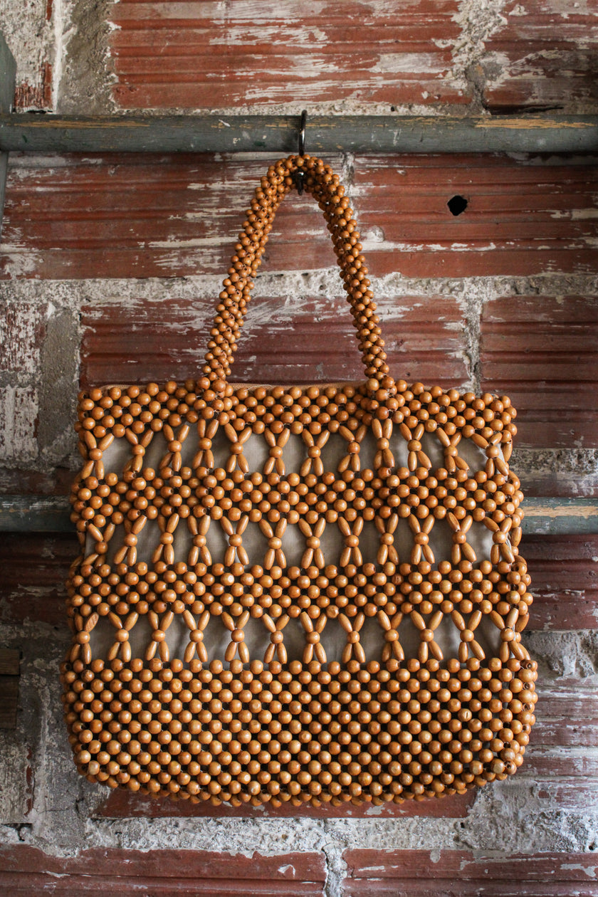 wooden beaded bag