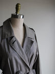 Vintage Gray Puppytooth Plaid Long Trench Coat