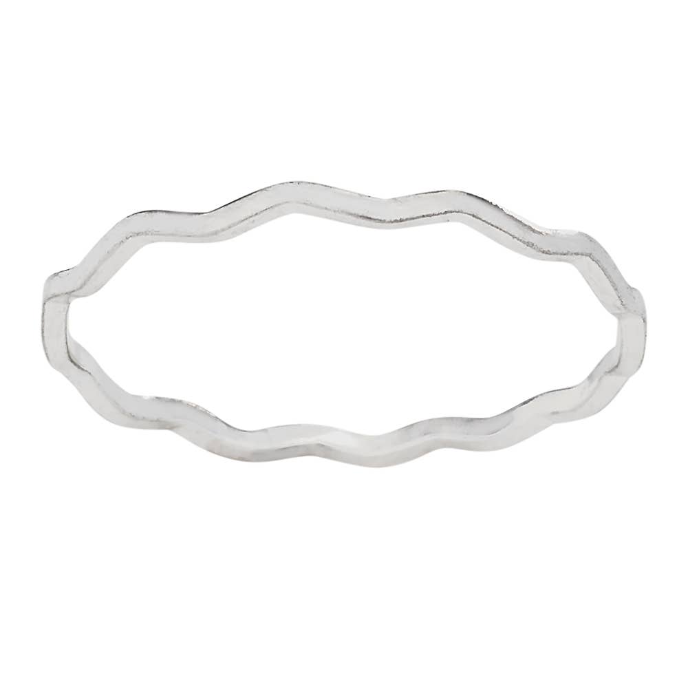 Zig Zag Thin Sterling Silver Band Ring: 5