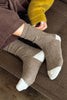 Wool Waffled Socks (wholesale): Brown / Oatmeal