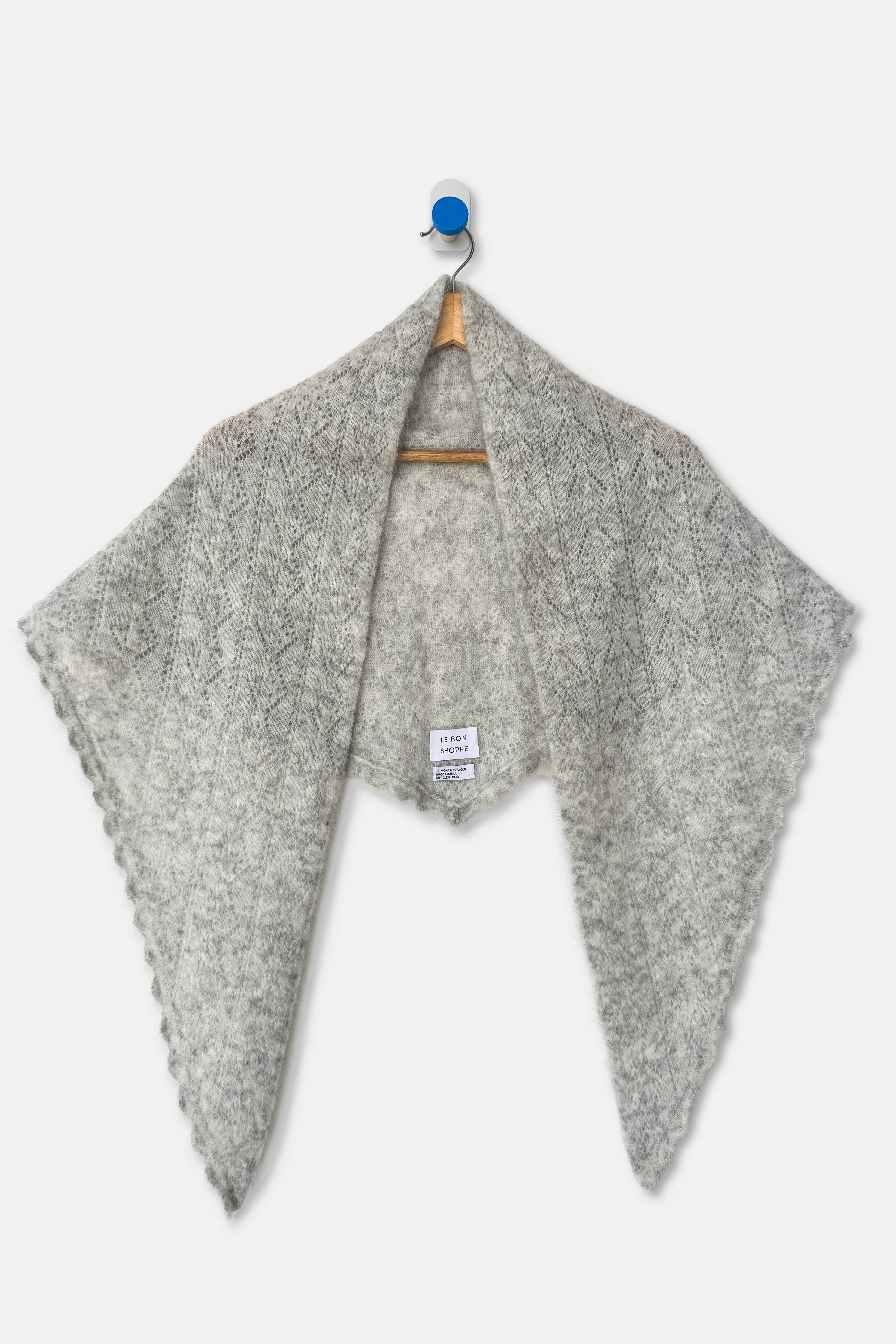 Mohair Pointelle Shawl (wholesale): Ht. Grey