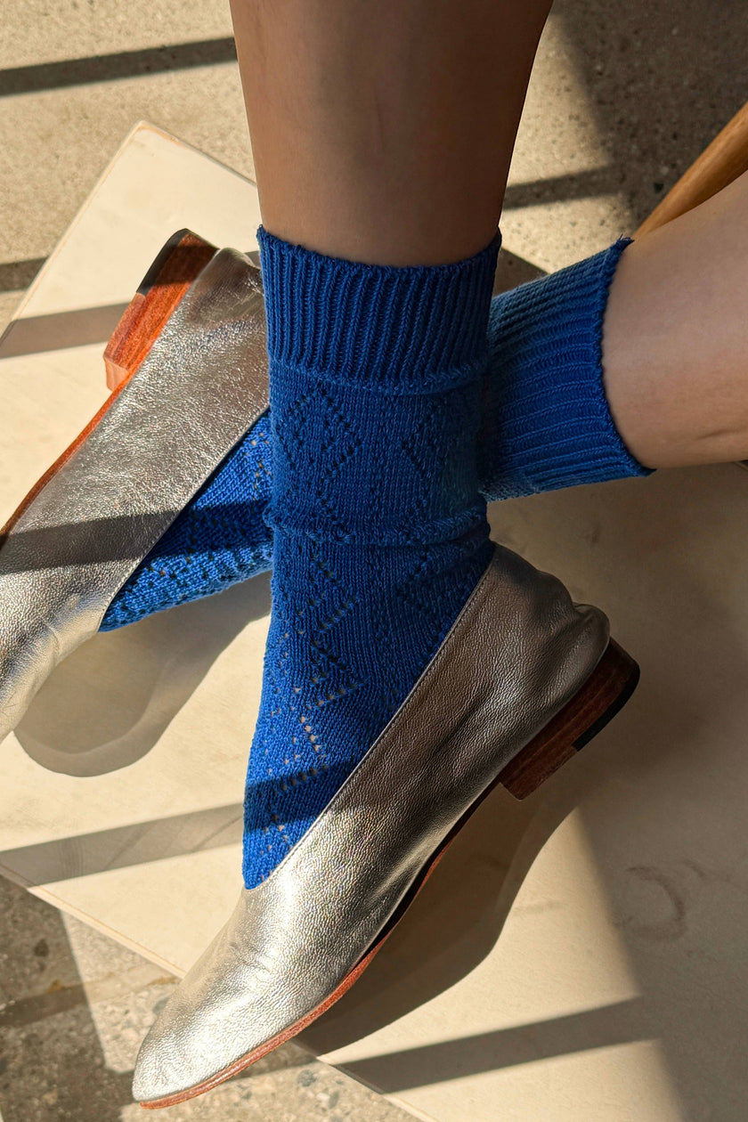 Modal Eyelet Socks (wholesale): Cobalt