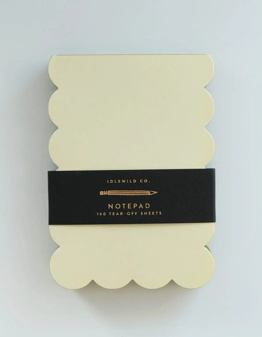 Scalloped Shaped Notepad | Chartreuse + Olive Edge