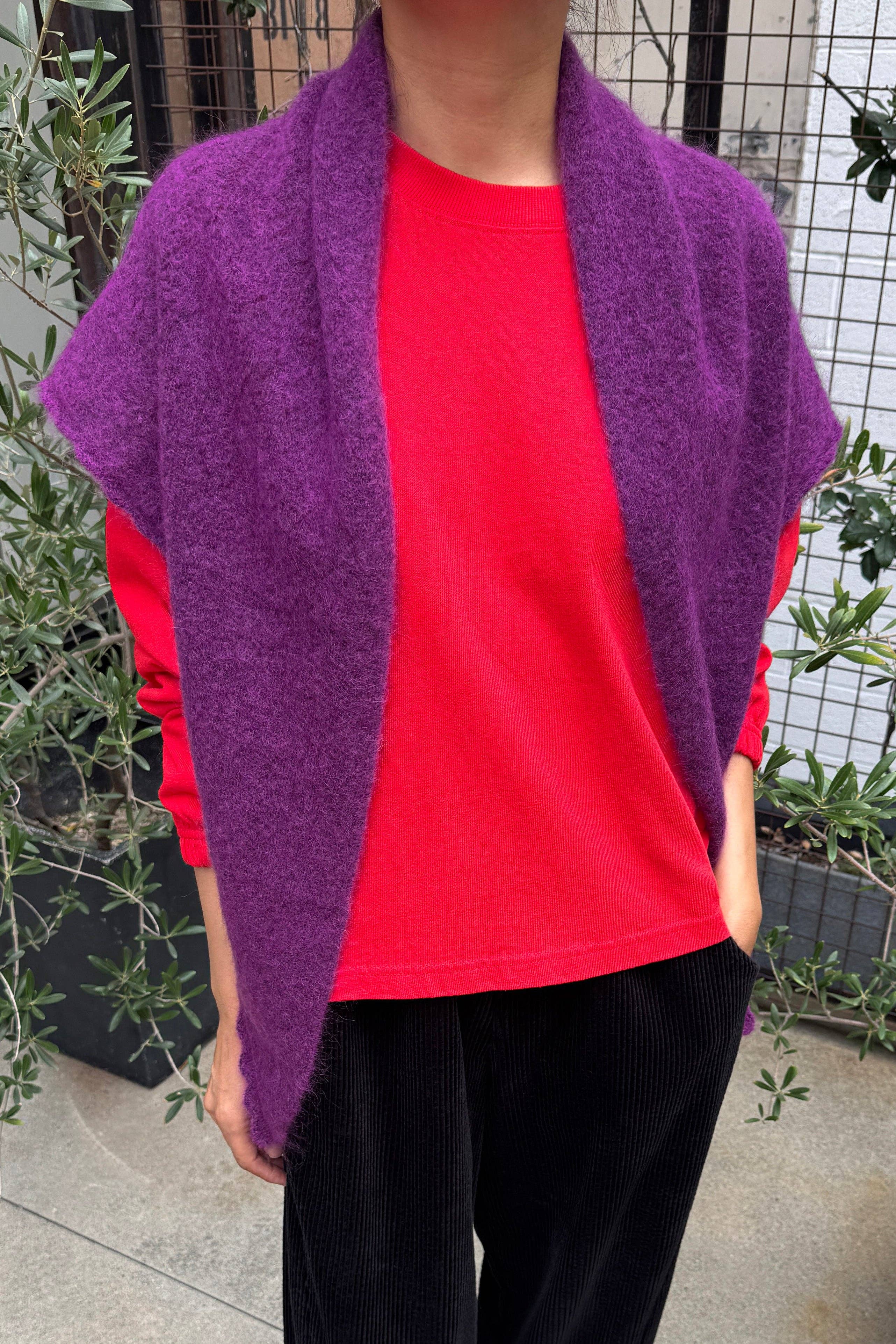 Mohair Pointelle Shawl (wholesale): Ht. Grey