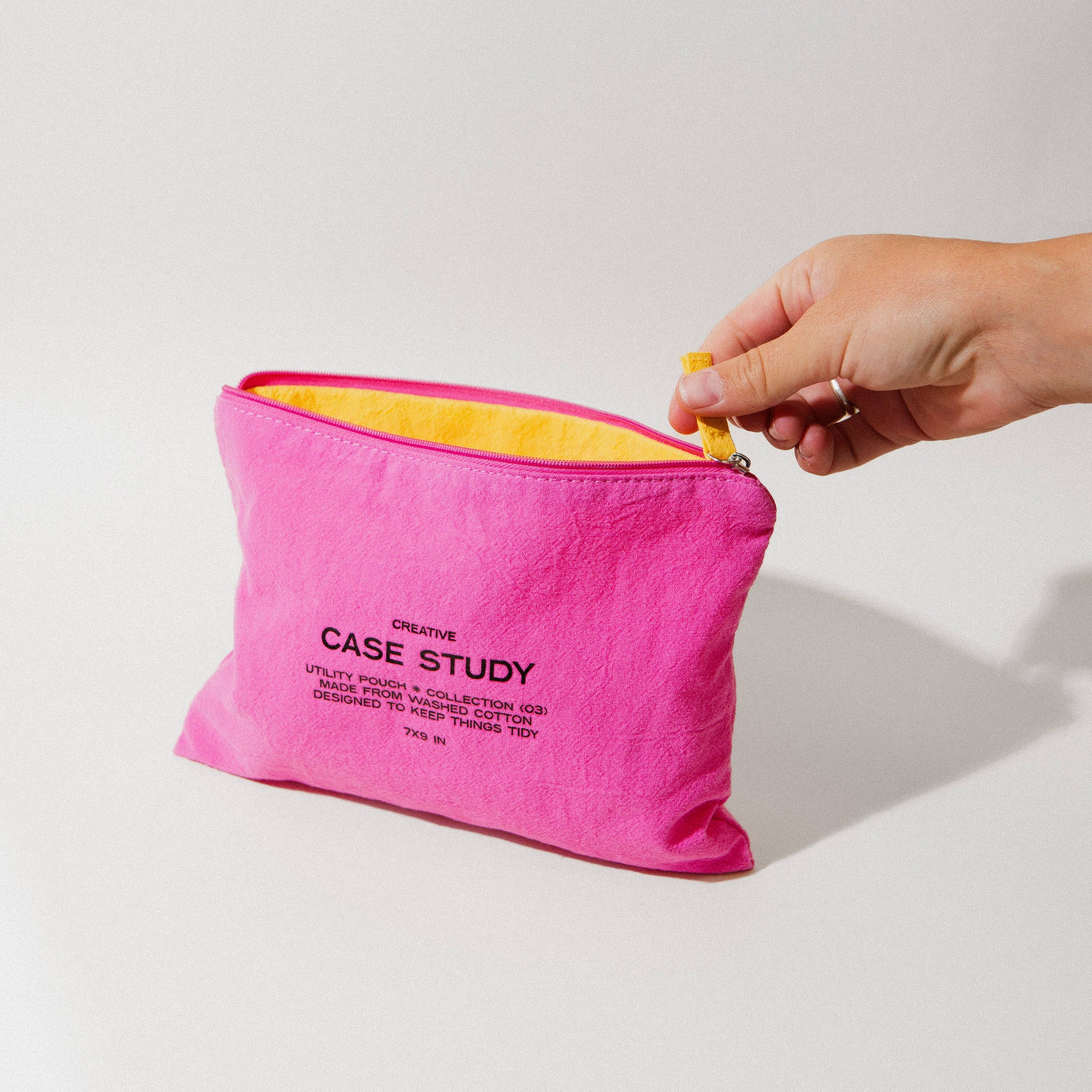 Washed Cotton Zipper Pouch | Candy