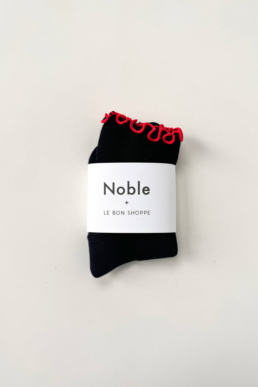 The Petite Ruffled Modal Socks in Butter /  Blue