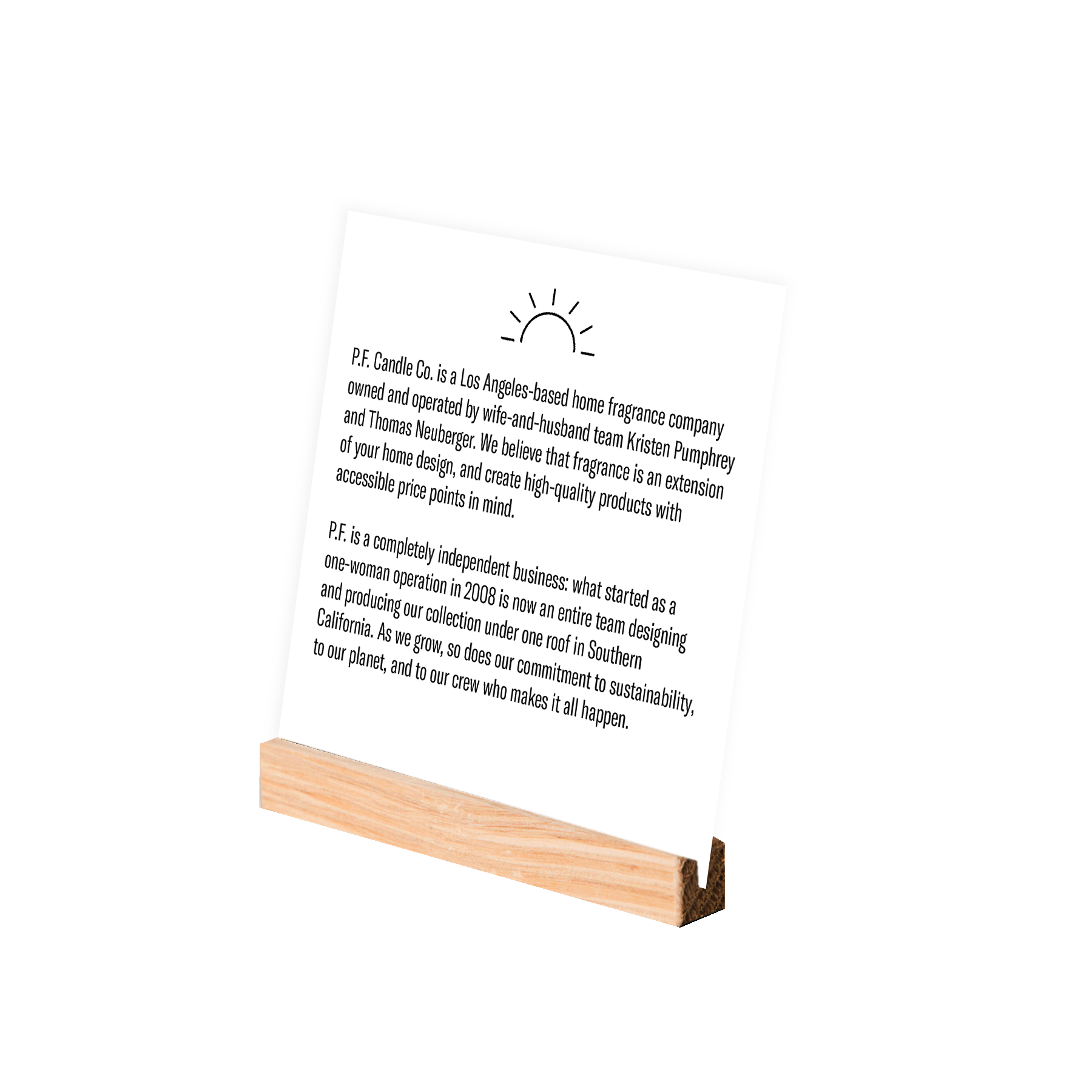 Stockist Display Sign - About P.F.