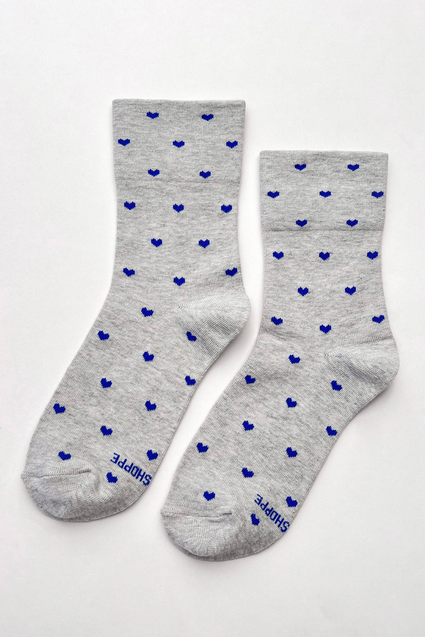 Heart Sneaker Socks (wholesale): TOMATO / NAVY
