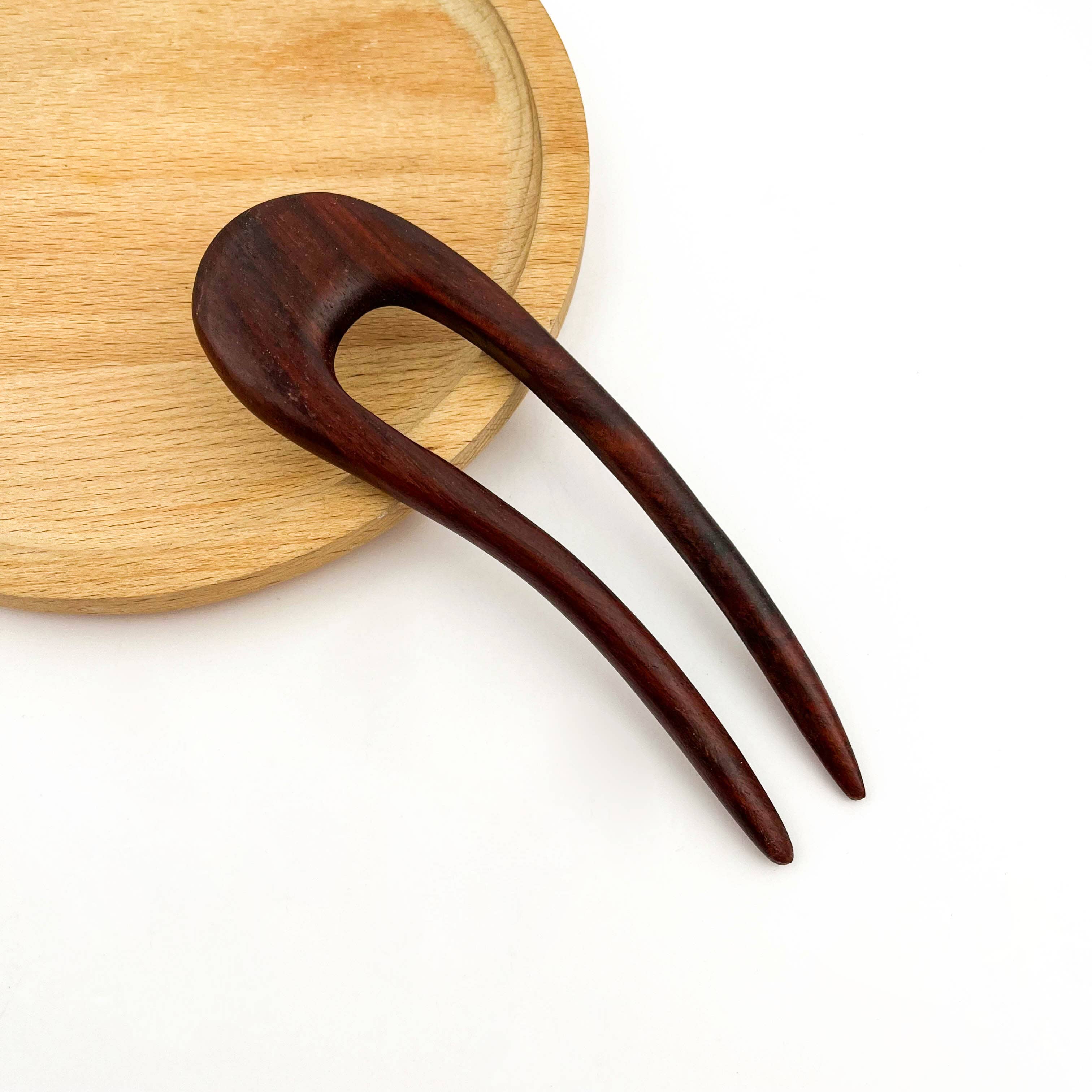 U-Shaped Wooden Hairpin: A-4.5''