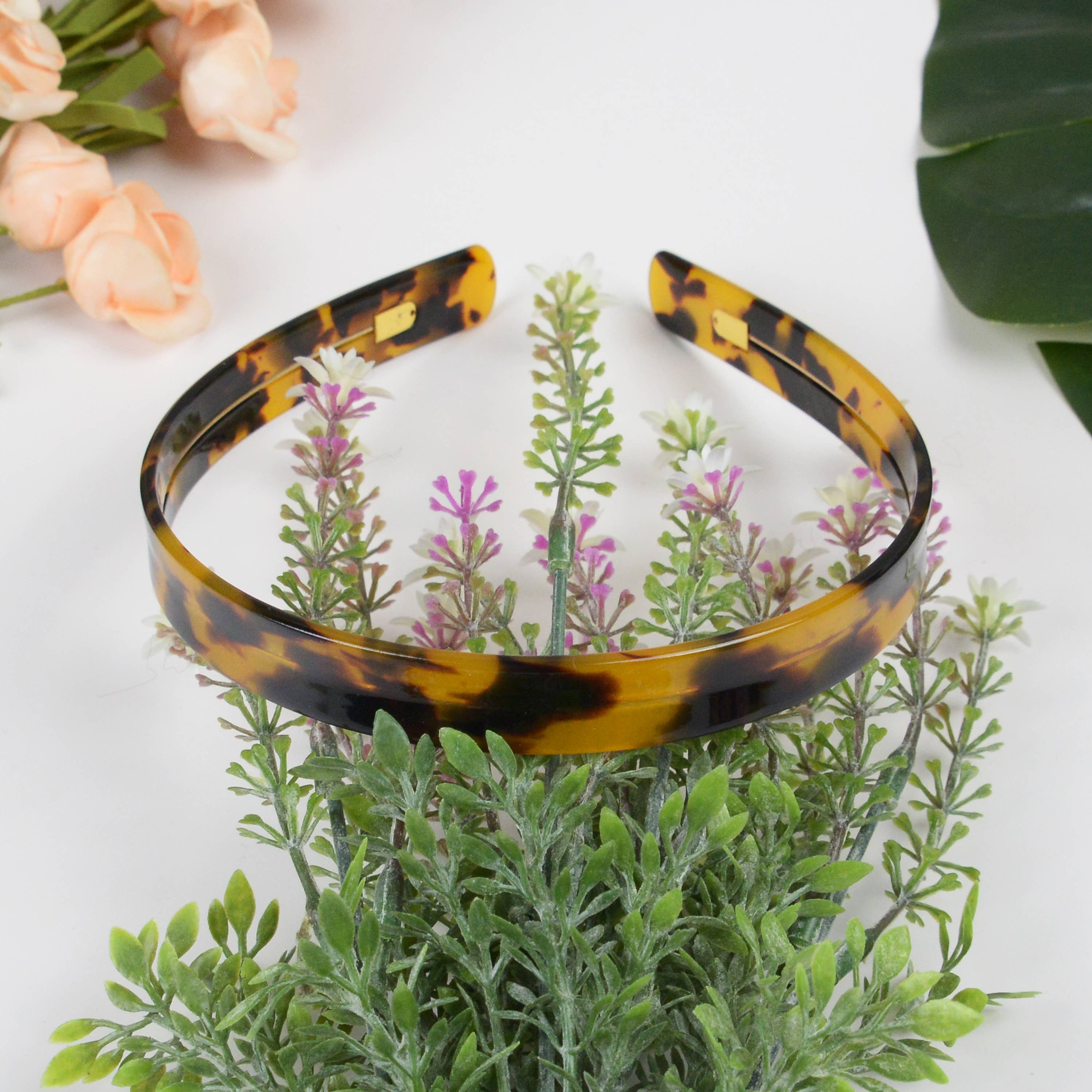 Acetate French Minimalist Headband: Light amber