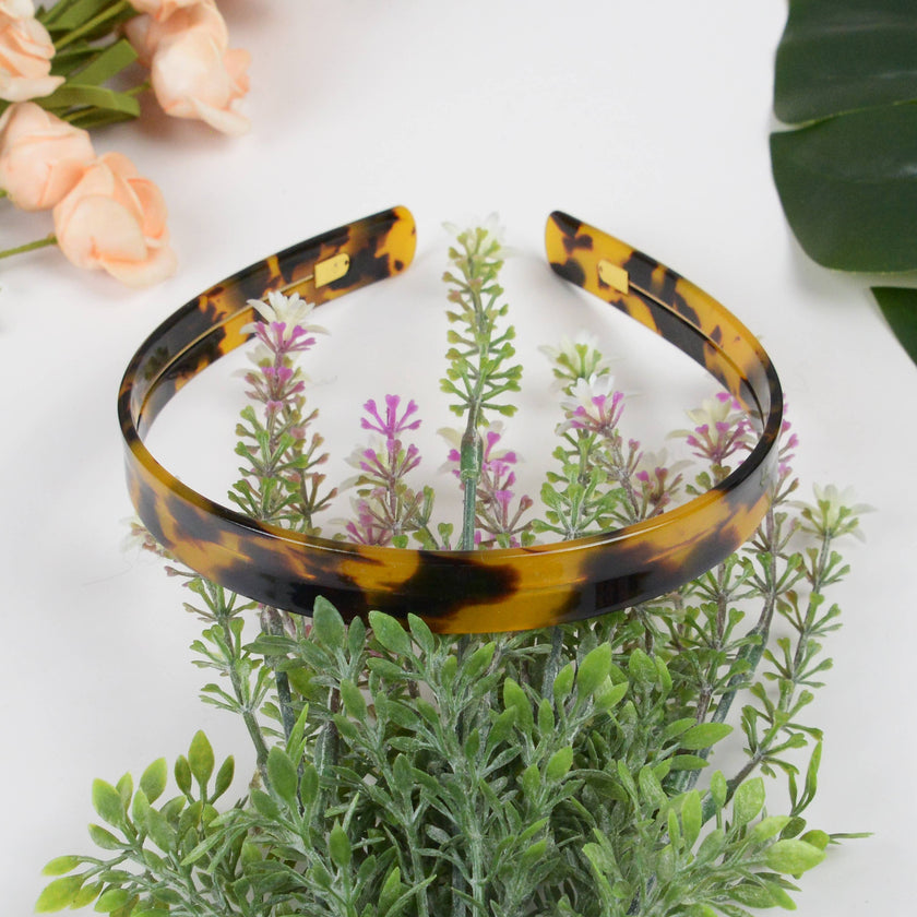 Acetate French Minimalist Headband: Light amber