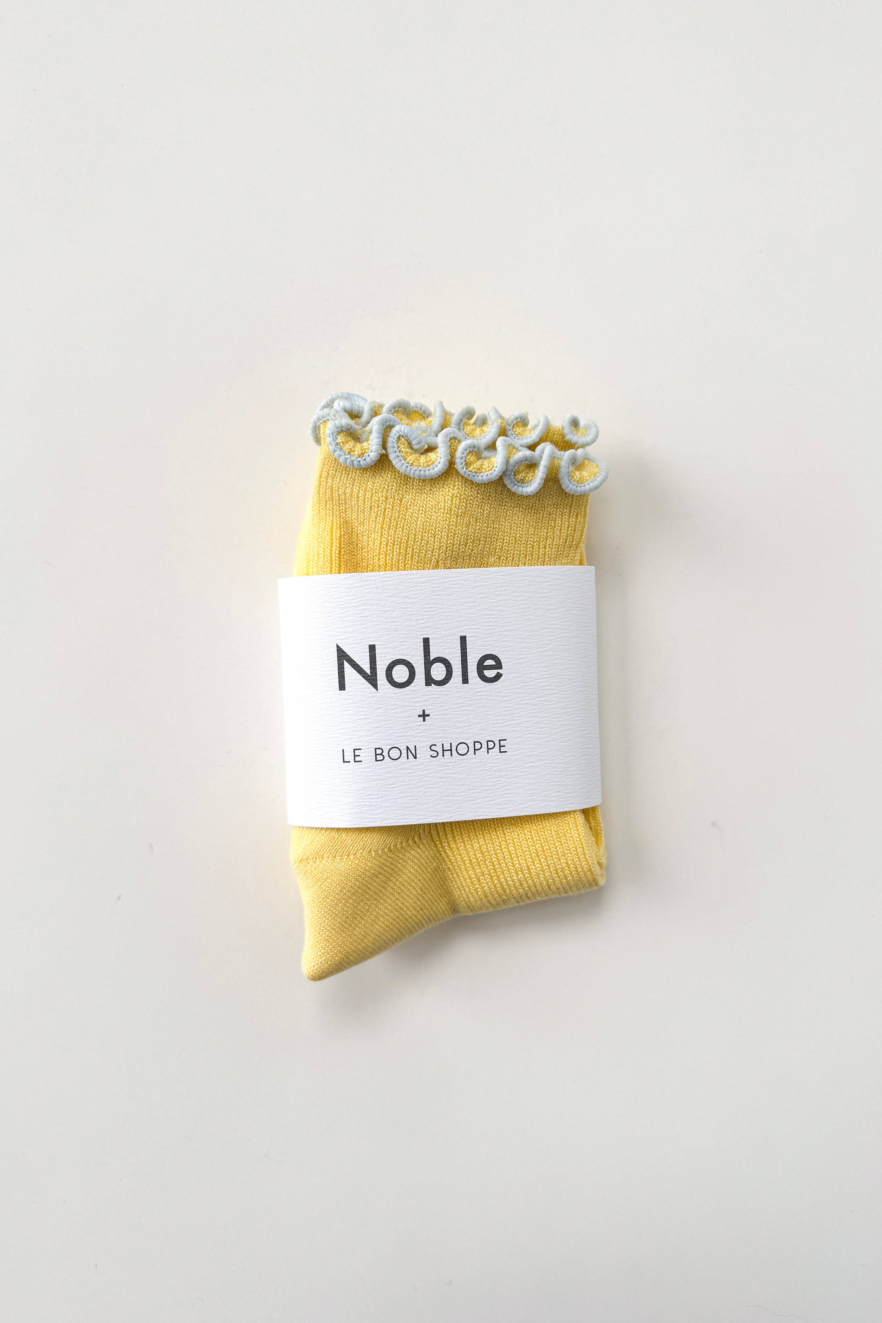 The Petite Ruffled Modal Socks in Butter /  Blue