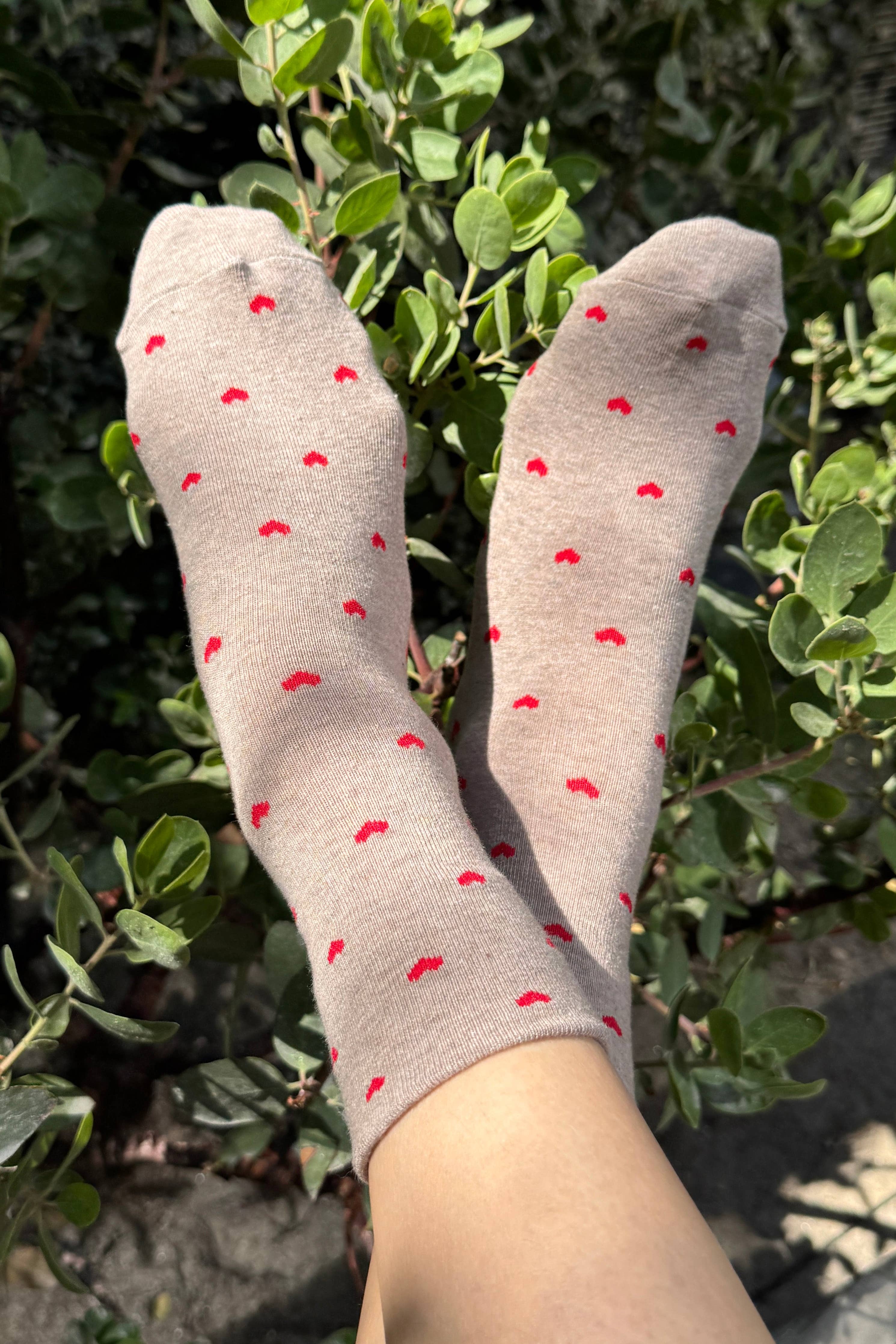 Heart Sneaker Socks (wholesale): TOMATO / NAVY