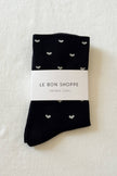 Sneaker Socks: Heart - Black / Cream