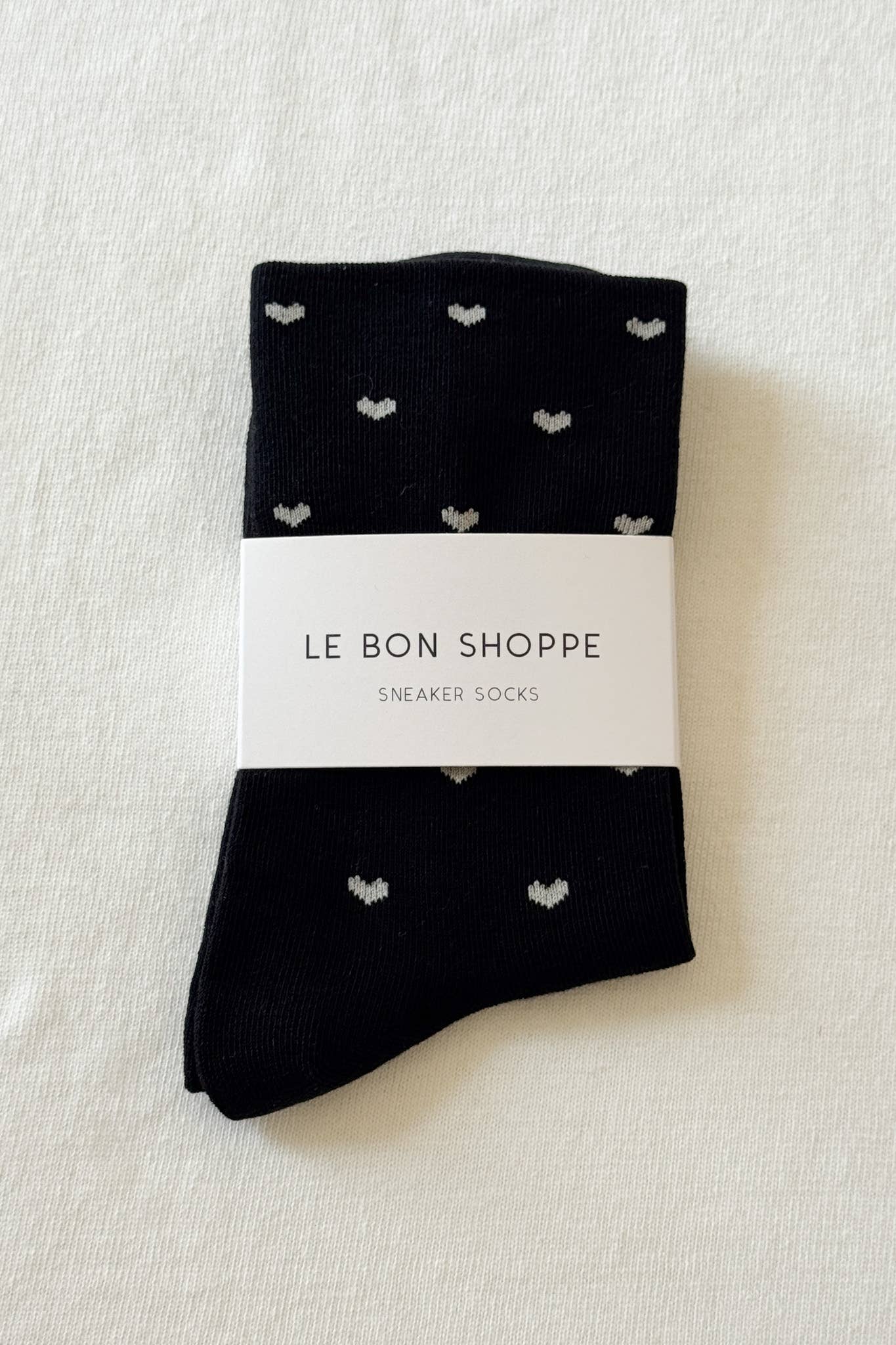 Sneaker Socks: Heart - Black / Cream
