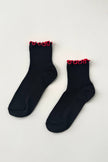 The Petite Ruffled Modal Socks in Butter /  Blue