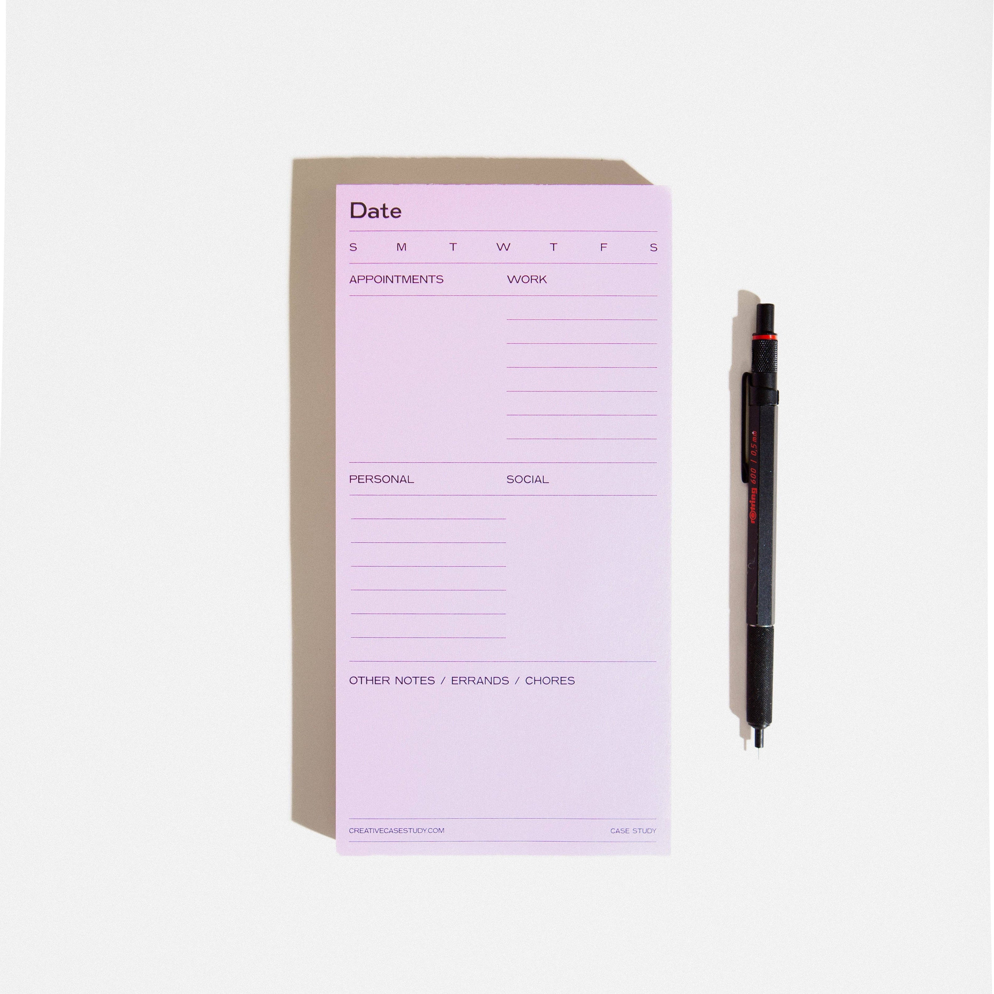 Daily Task Notepad Planner | Pink & Yellow