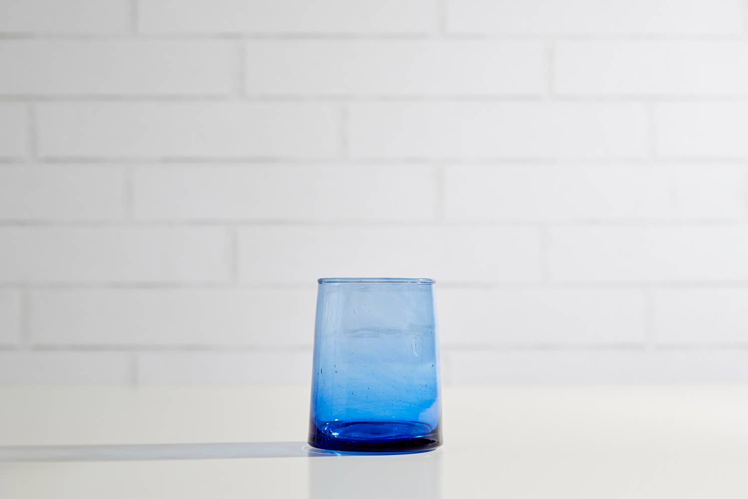 Moroccan Recycled Glass Cone Tumbler in Blue