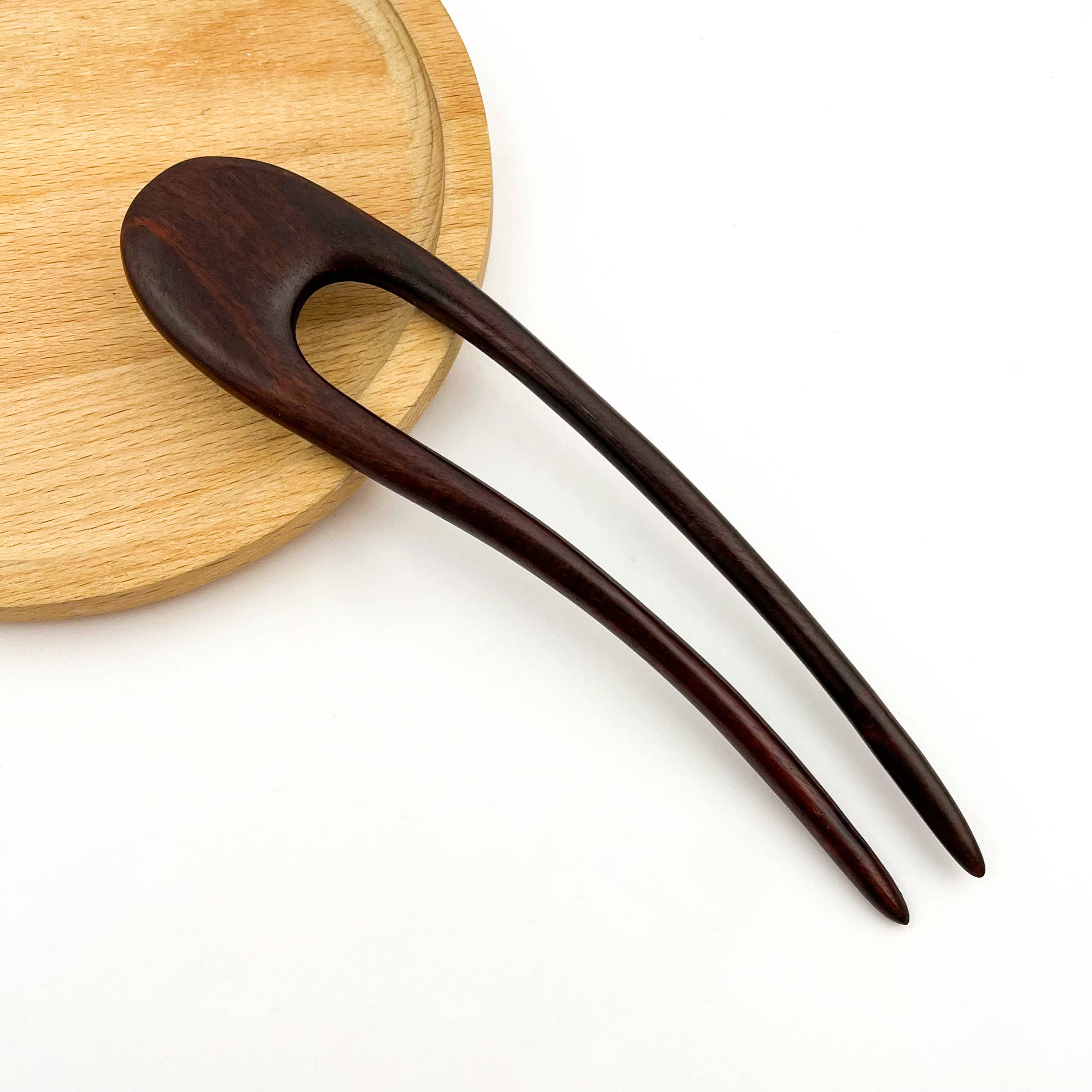U-Shaped Wooden Hairpin: A-4.5''