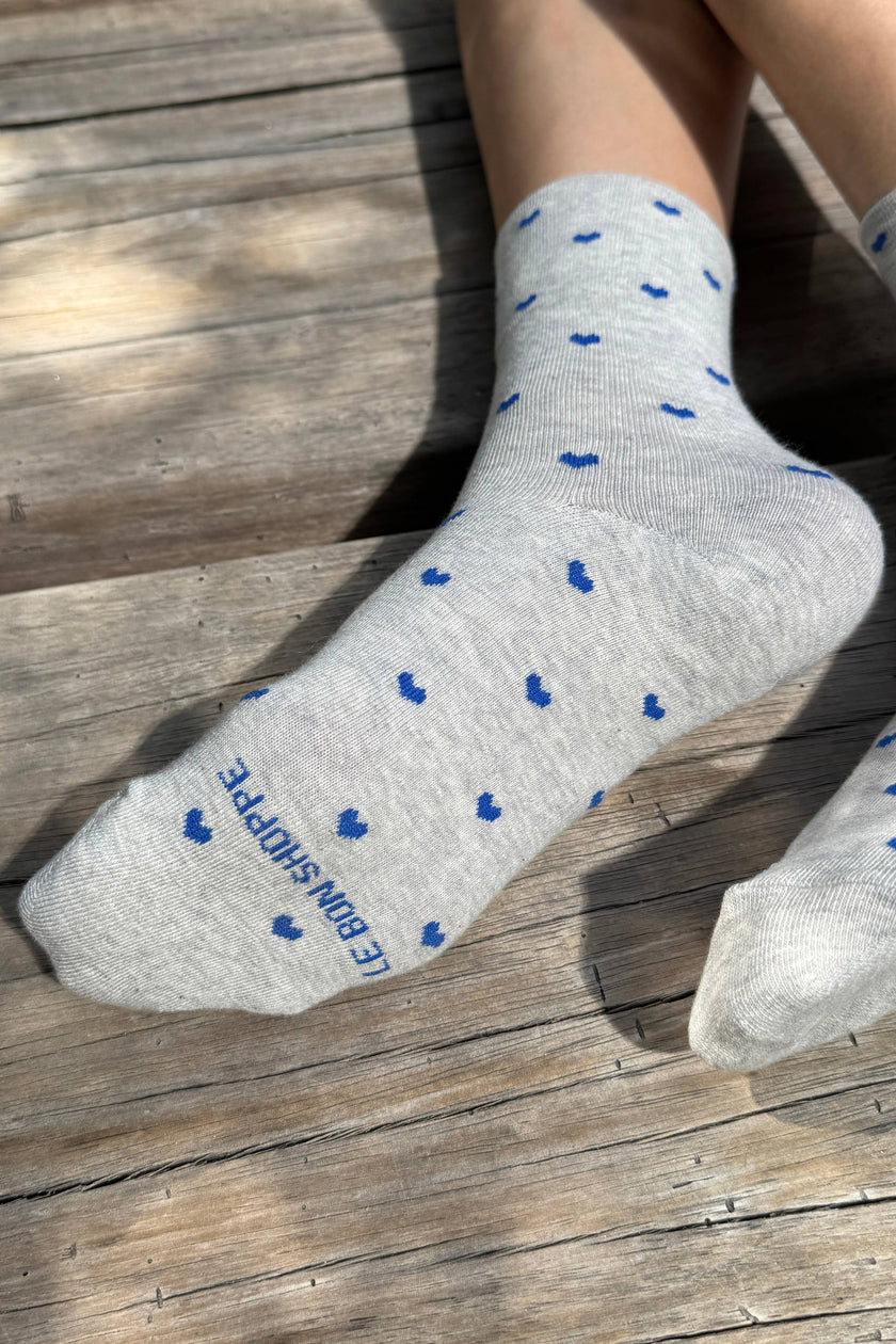 Heart Sneaker Socks (wholesale): TOMATO / NAVY