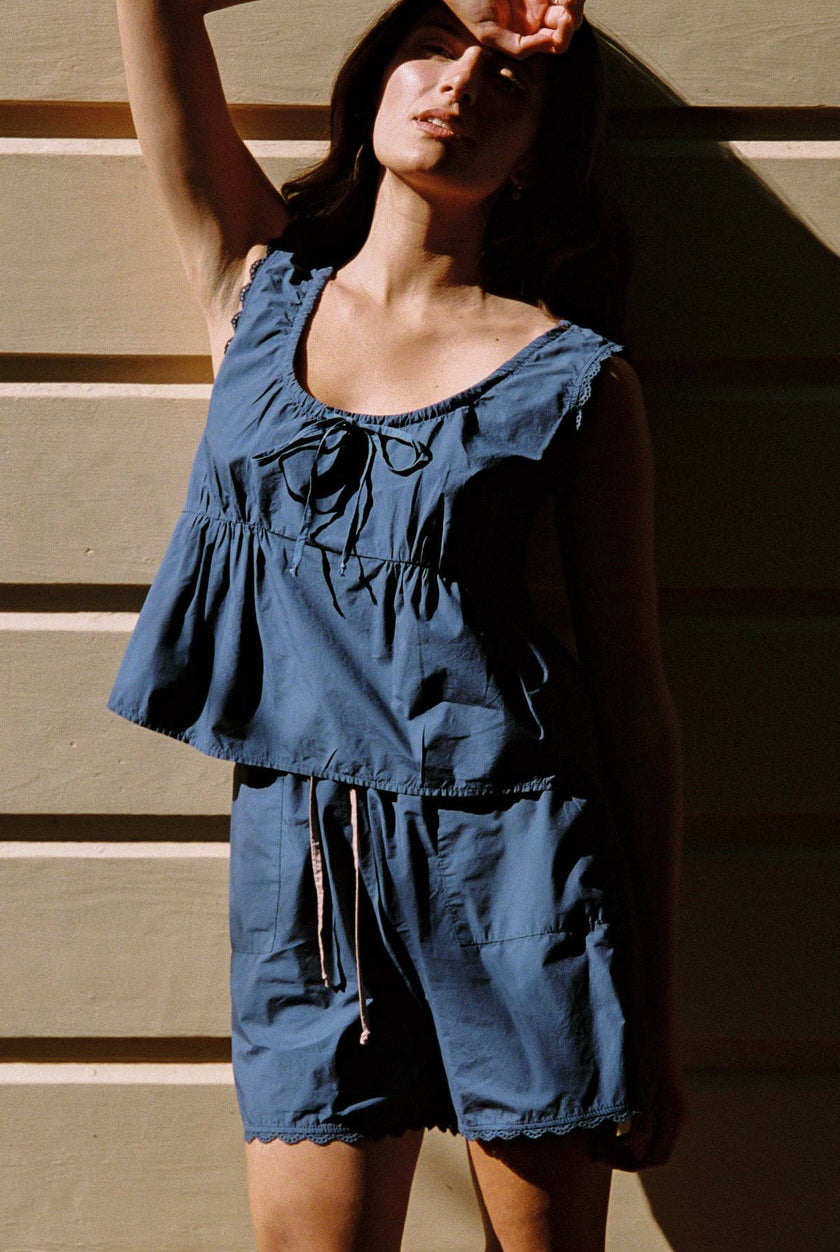 The Poplin Short: Dark Blue