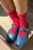 Heart Sneaker Socks (wholesale): TOMATO / NAVY