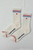 Embroidered Boyfriend Socks (wholesale): Parchment + Heart