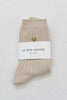 Embroidered Her Socks - Mercerized Combed Cotton Rib: Pink Water + Heart