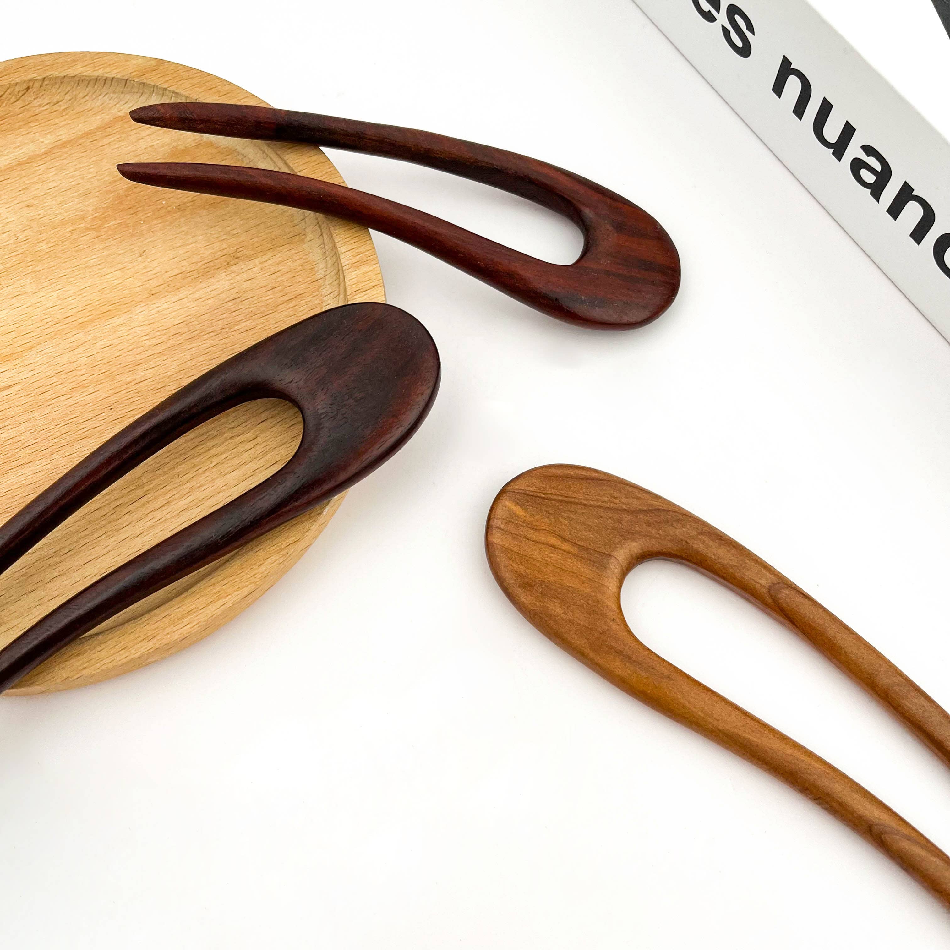 U-Shaped Wooden Hairpin: A-4.5''