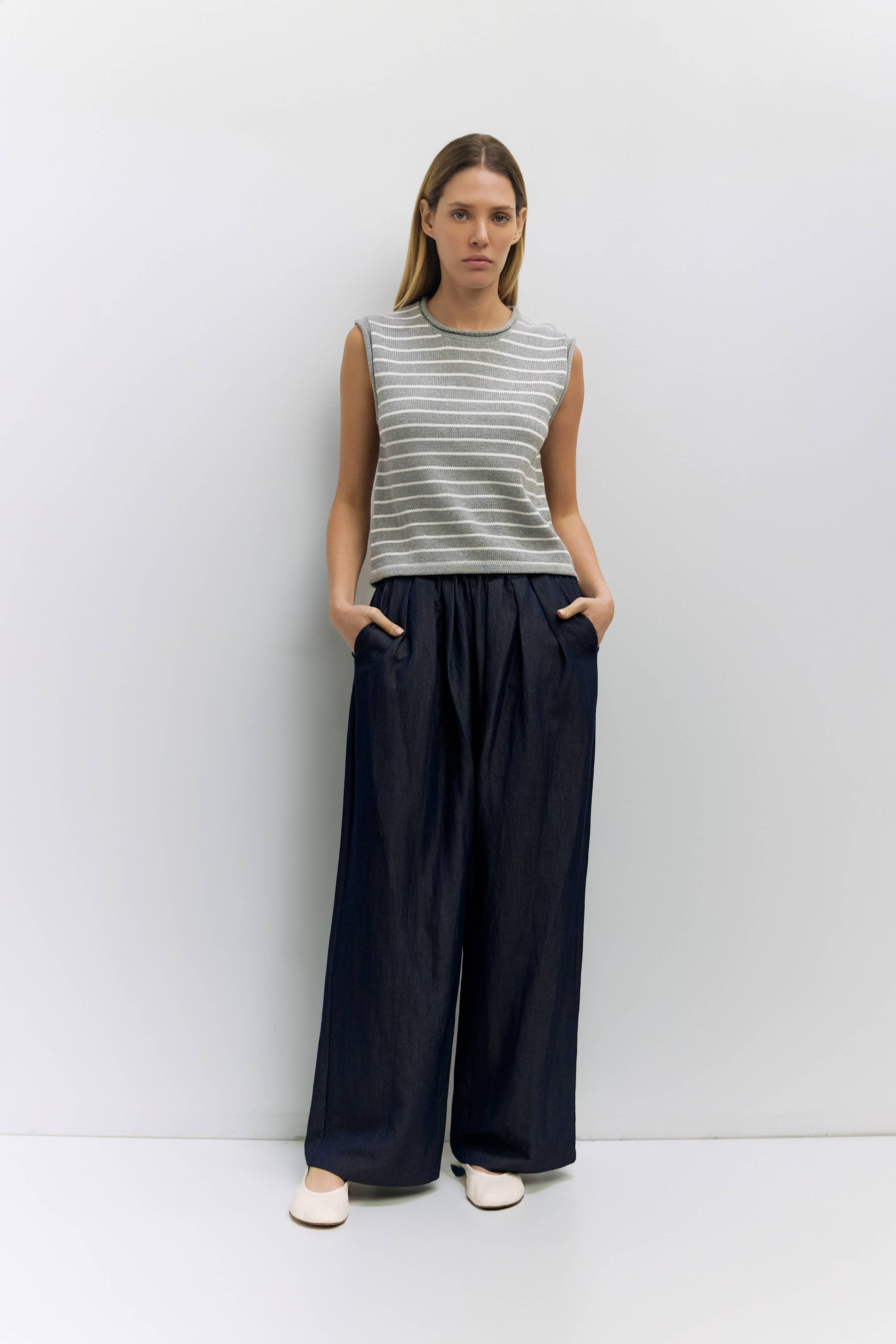 The Paulson Striped Sleeveless Knit Top