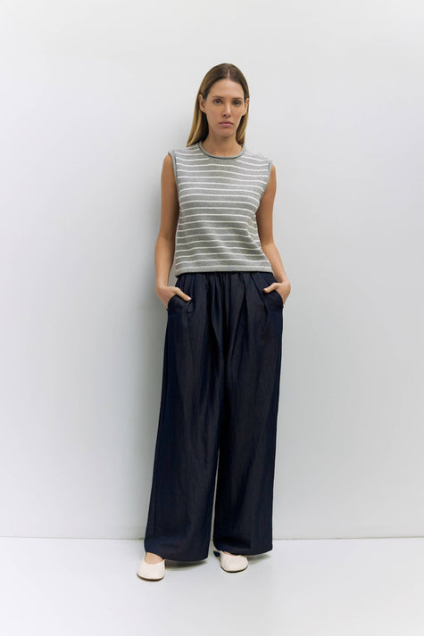 The Paulson Striped Sleeveless Knit Top