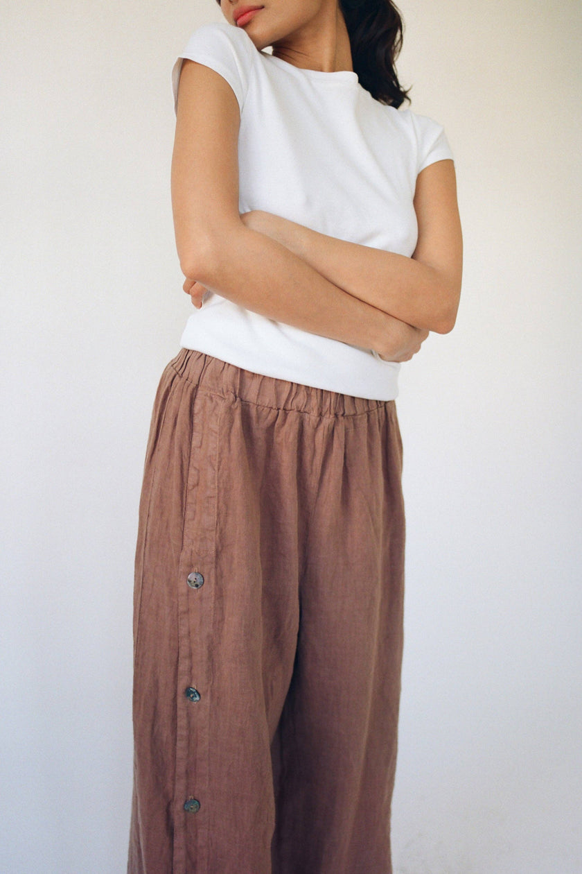 Tilda Linen Pant: Chestnut