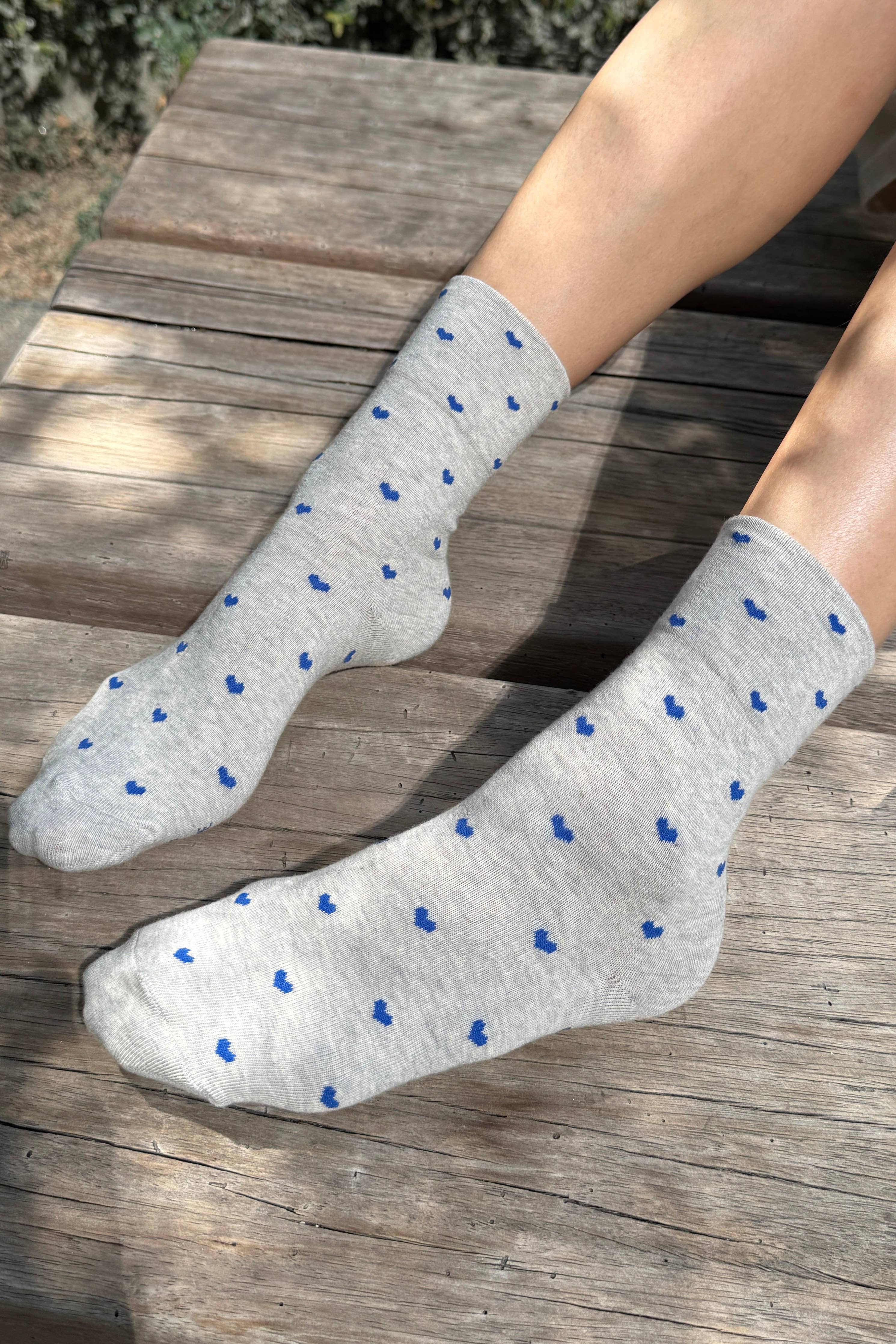 Heart Sneaker Socks (wholesale): TOMATO / NAVY