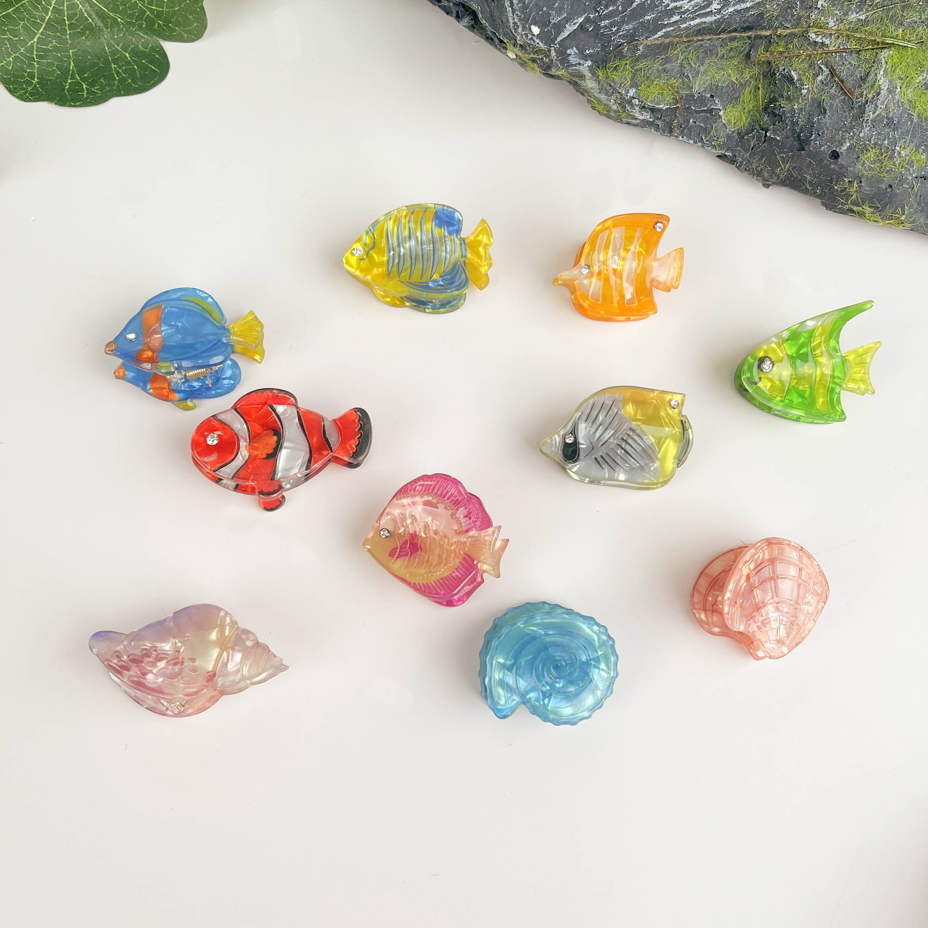 Marine Animal Series Hair Clip, Acetate Mini Claw Clips: H