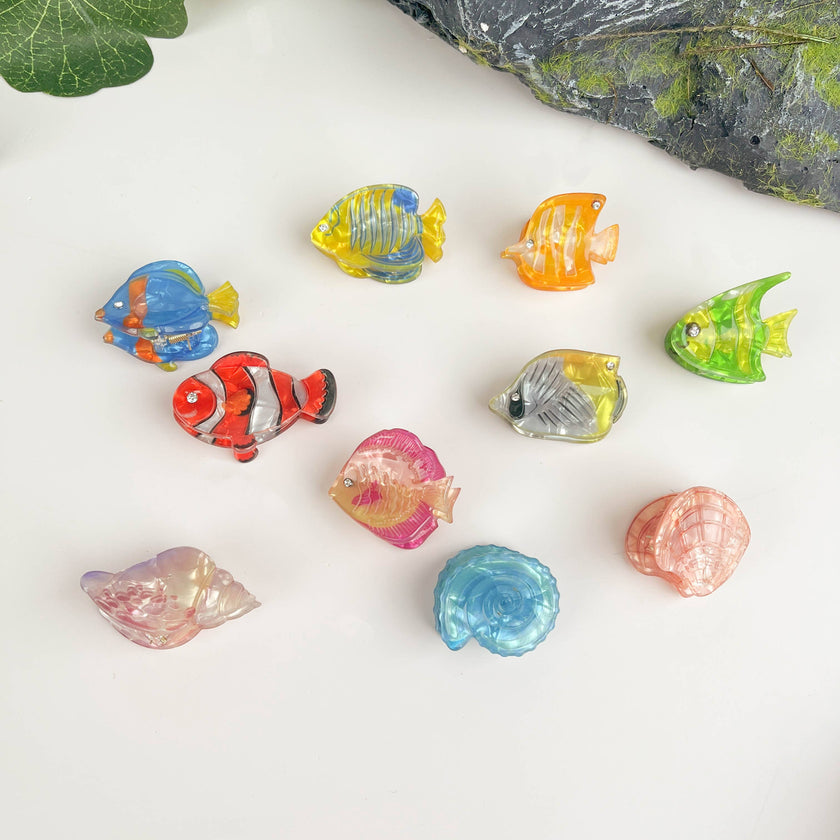 Marine Animal Series Hair Clip, Acetate Mini Claw Clips: H