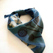 Dual Design Hand Block Printed Green Square Bandana | Dove