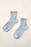 The Petite Ruffled Modal Socks in Butter /  Blue