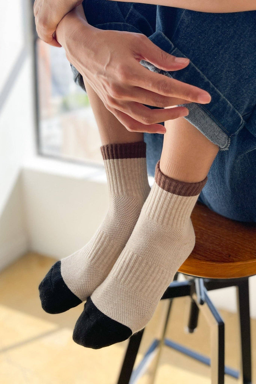 Color Block Girlfriend Socks : Black Coffee