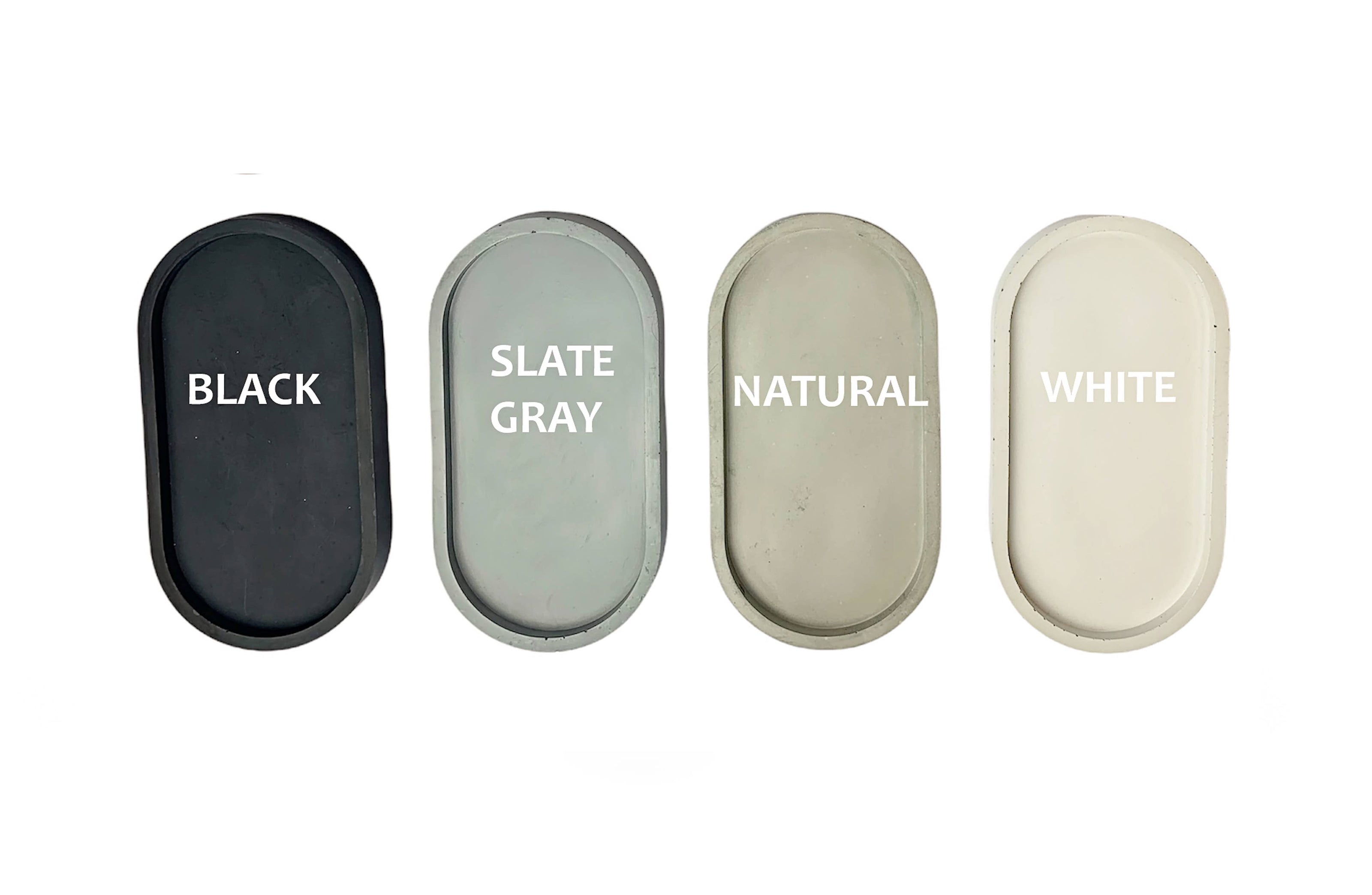 Handmade Concrete Soap Dish: Black / Oval Smooth