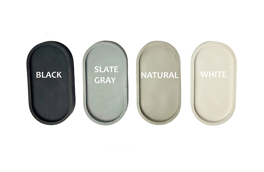 Handmade Concrete Soap Dish: Black / Oval Smooth