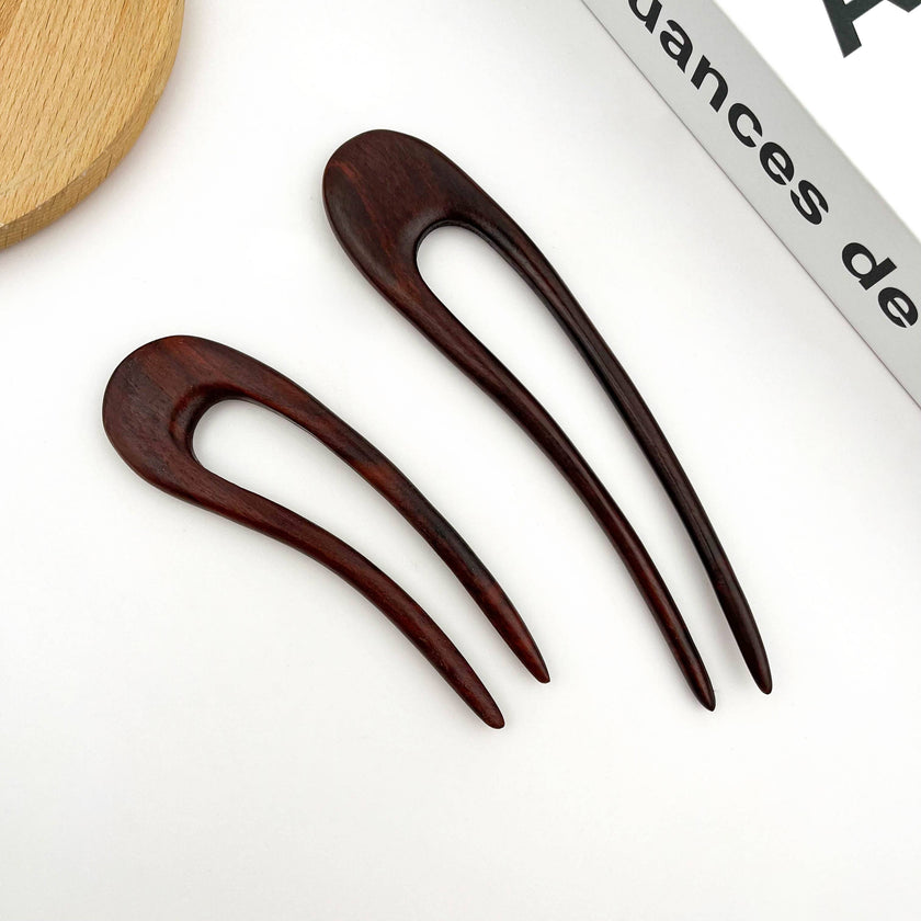U-Shaped Wooden Hairpin: A-4.5''