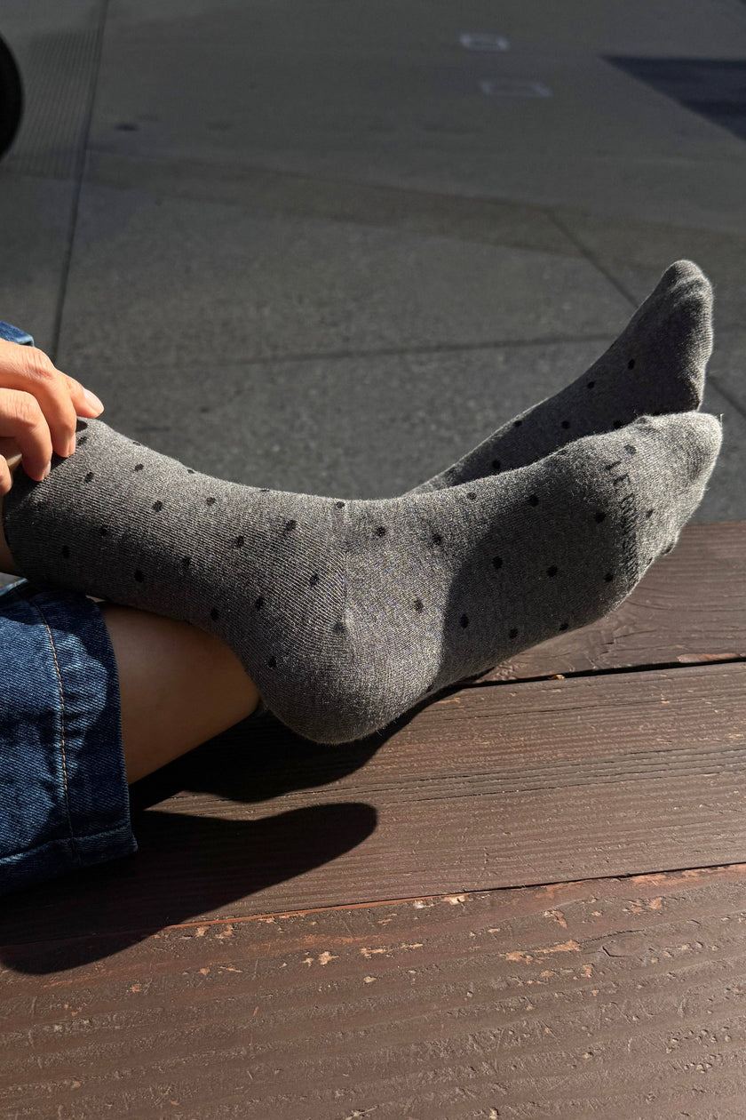 Polka Dot Sneaker Socks (wholesale): CACAO/BLUE