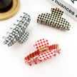 Minimalist Acetate Checkerboard Hair Claw Clip: Pink Red