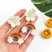 Mini Smiley Face Hair Claw Clip, Cute Floral Hair Clip: B