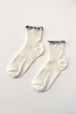 The Petite Ruffled Modal Socks in Butter /  Blue