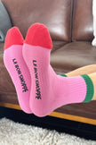 Color Block Girlfriend Socks : Blue Red