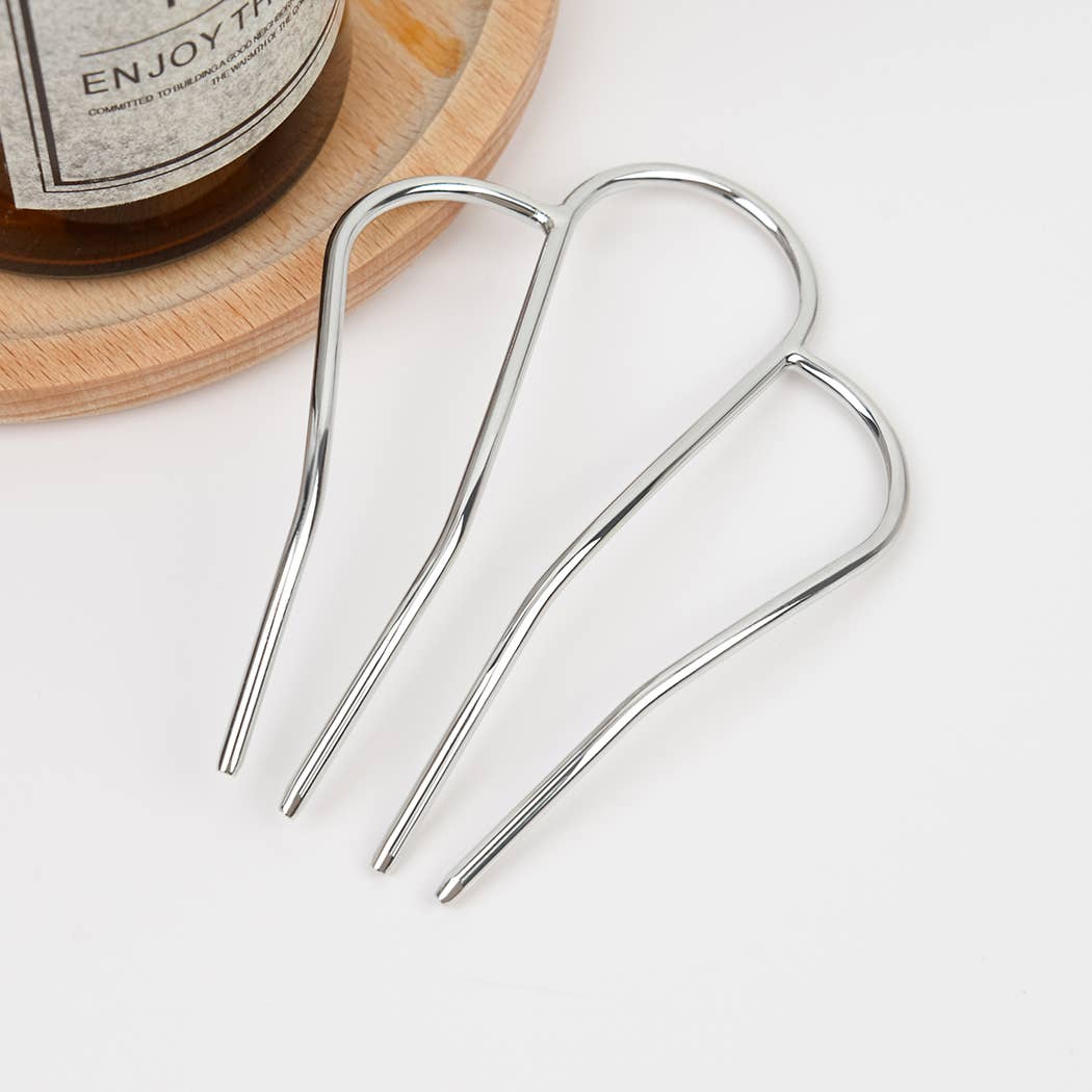 M-shaped Metal Updo Hairpin: Gold