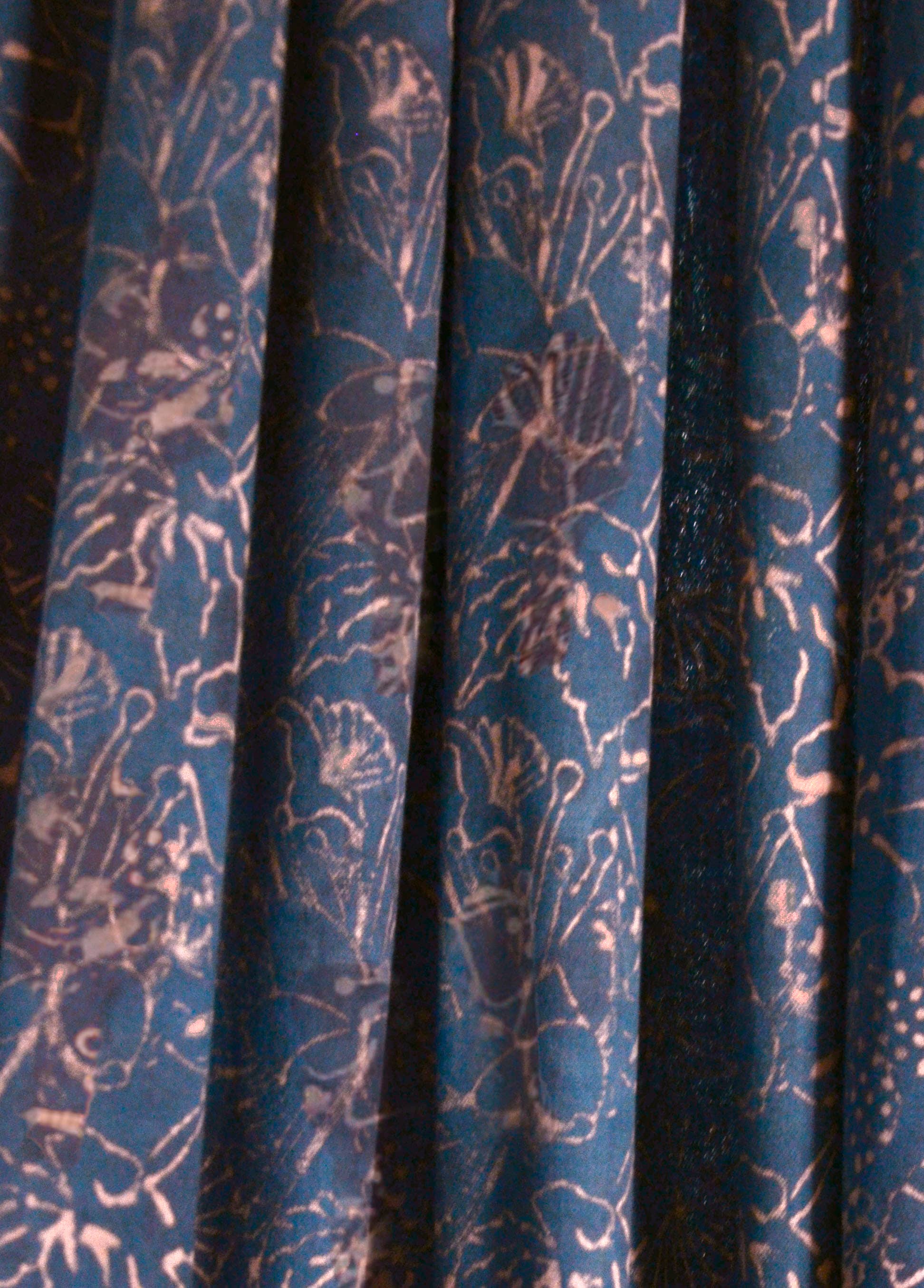 Handloom Block Print Curtain, Indigo Floral Panel | Haseena: 56