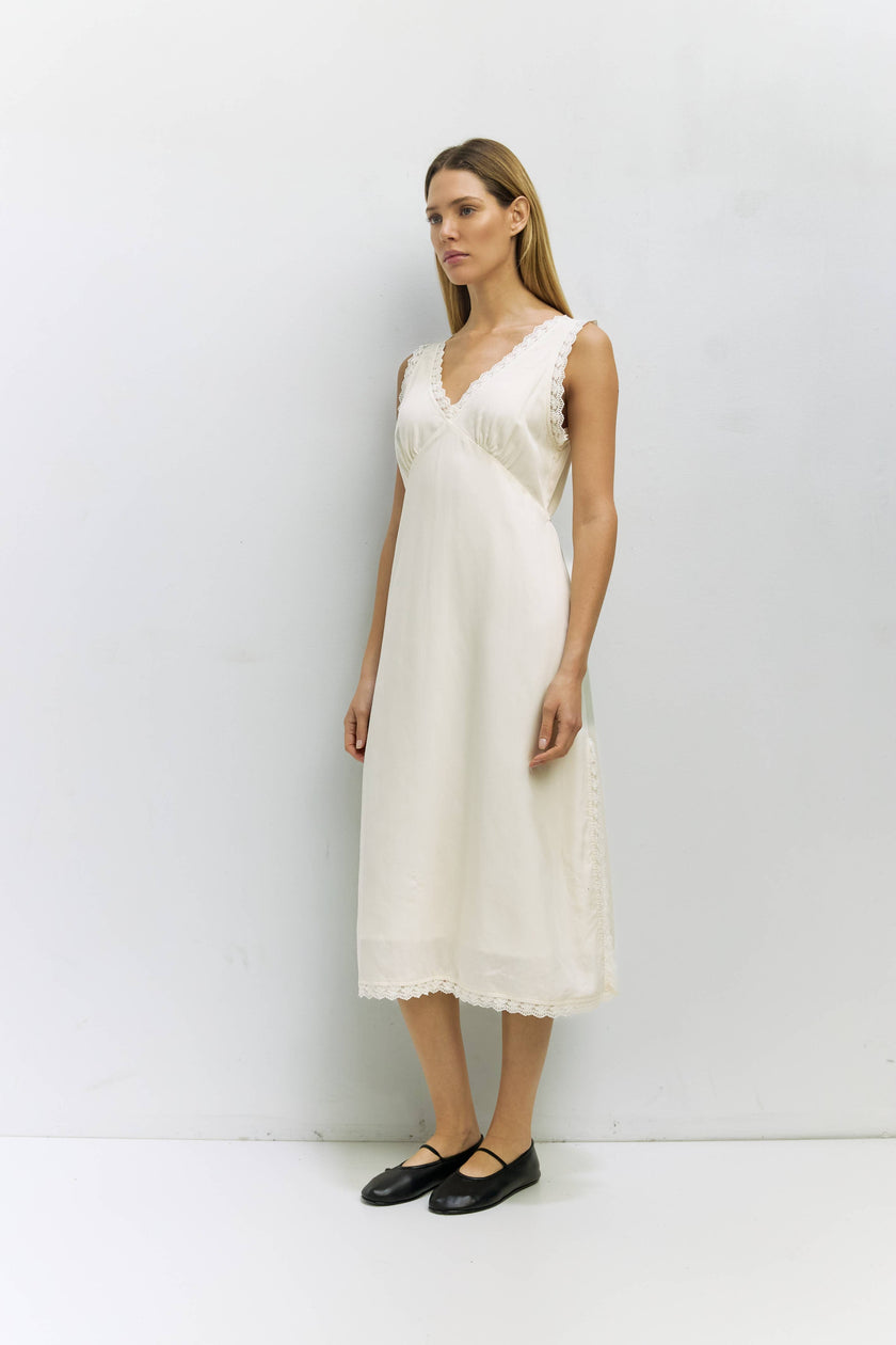 The Mara Lace Trim Midi Dress