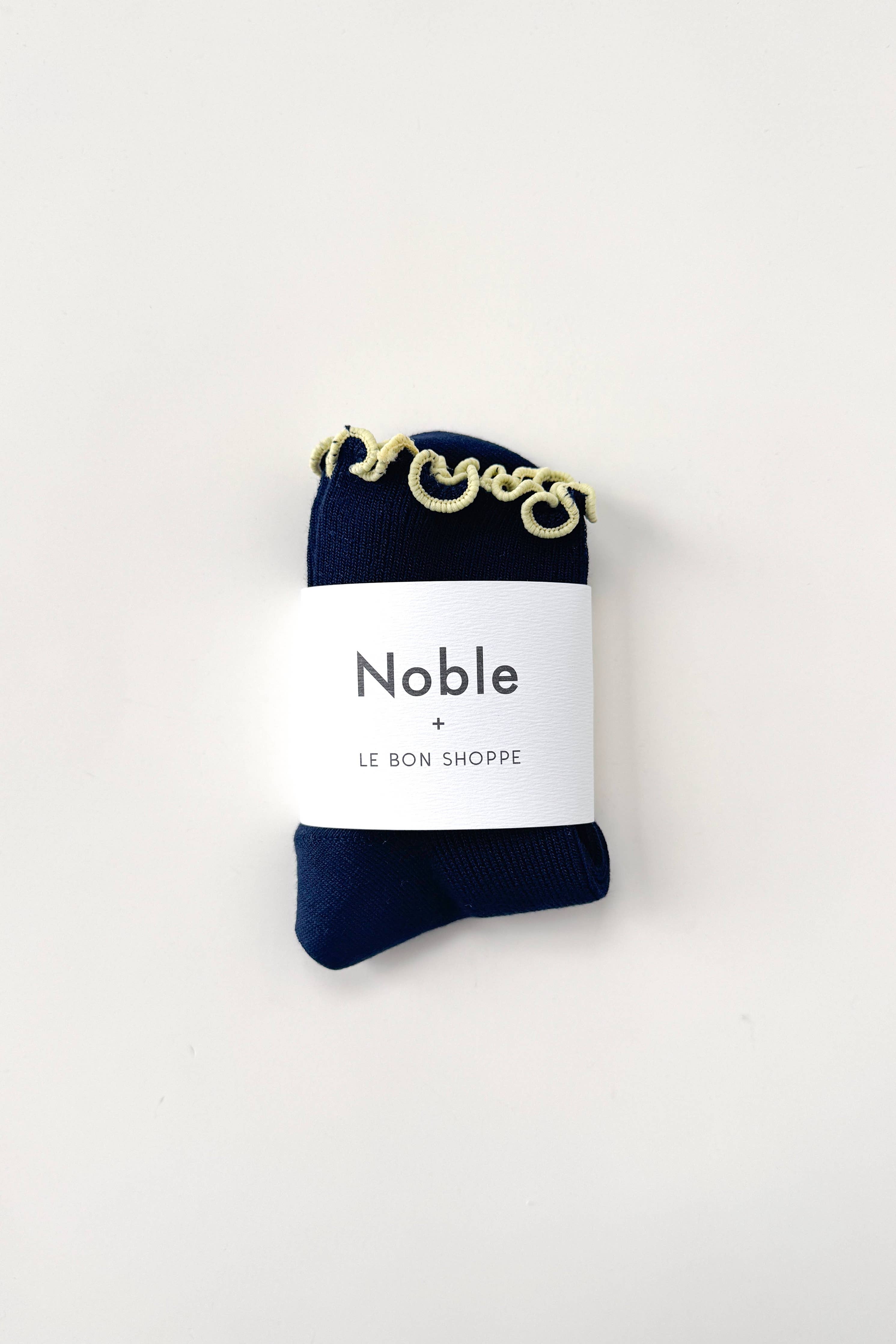 The Petite Ruffled Modal Socks in Butter /  Blue